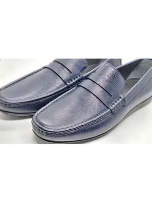 Darkwood-Erkek Loafer-Günlük Ayakkabı-Natürel Lacivert Renk Kırışık Deri