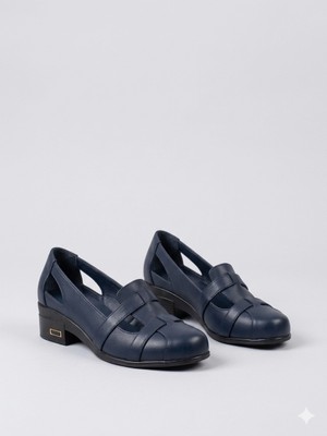 Tamdabu Ayakkabı Hakiki Deri Ortopedik Taban Lacivert Kadın Ayakkabı