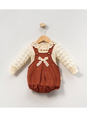 Minicayzen Bella Lace Romper Tarçın Fisto Yakalı Kız Bebek Salopet