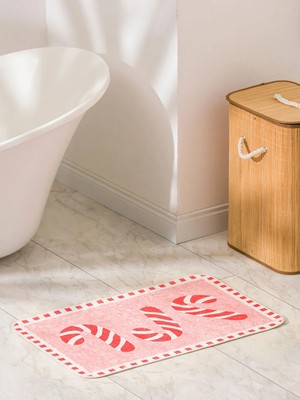 LC Waikiki Lcw Home Kırmızı Baston Figürlü Banyo Paspası 50X80 cm