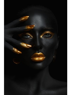 Aden Dijital Dekoratif Siyahi Kadın Kanvas Tablo