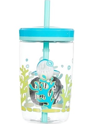 Contigo Yüzen Köpek Balığı Pipetli Tritan Bardak 470 Ml, Mavi