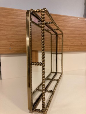 Plus Home Tepsi Dekoratif Dikdörtgen Aynalı Model Döküm Pirinç Renk Antik Eskitme Boyutu 40X26 cm