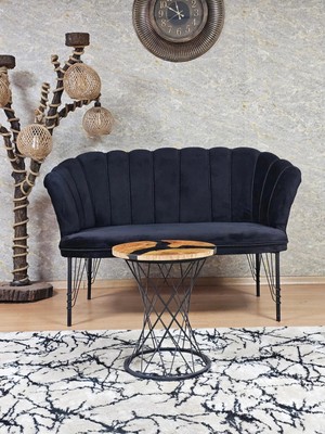 Sevinç Mobilya Ikili Siyah Boyalı Tel Ayak Papatya Çay Seti Koltuk Berjer , Balkon, Salon, Ofis, Cafe Koltuk Takımı