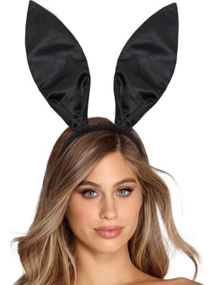 Esranın Dünyası Siyah Renk Saten Kaplama Şekil Verilebilir Tavşan Kulak Taç 35X11 cm