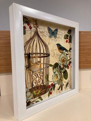 Tablo Duvar Dekoratif El Yapımı Kuş Detaylı Model Çapı 42X38 cm