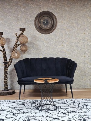 Sevinç Mobilya Ikili Papatya Çay Seti Koltuk Siyah Boyalı Sivriltme Ayak, Balkon, Salon, Ofis, Koltuk Takımı