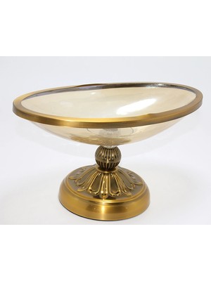 Marsilyan Antik Eskitme Gold Ayaklı Dekoratif Cam Gondol Sunumluk