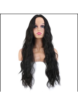 Handmade Uzun Dalgalı Kahverengi Fiber Sentetik Kaliteli Saç