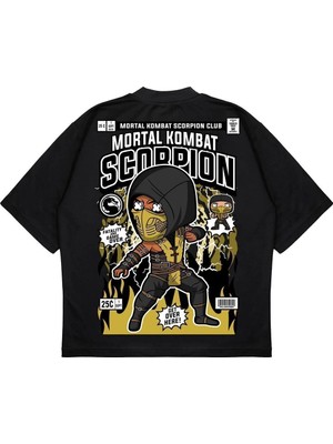 Pure Effect Unisex Oversize Mortal Combat Scorpıon Sırt Baskılı Boxy Fit Kalın Kumaşlı T-Shirt