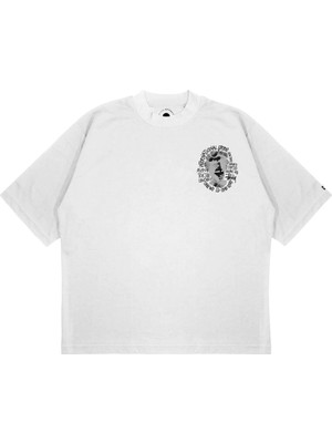 Pure Effect Unisex Oversize Stüssy Camelot Baskılı Boxy Fit Kalın Kumaşlı T-Shirt