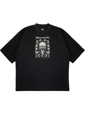Pure Effect Unisex Oversize Megadeth Thırteen Baskılı Boxy Fit Kalın Kumaşlı T-Shirt