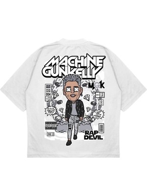 Pure Effect Unisex Oversize Machıne Gunkelly Sırt Baskılı Boxy Fit Kalın Kumaşlı T-Shirt