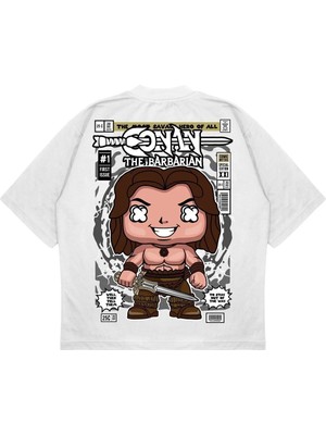 Pure Effect Unisex Oversize Conan The Barbar Sırt Baskılı Boxy Fit Kalın Kumaşlı T-Shirt