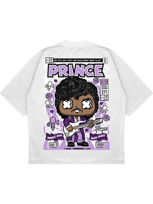 Pure Effect Unisex Oversize Prınce Sırt Baskılı Boxy Fit Kalın Kumaşlı T-Shirt