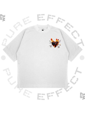 Pure Effect Unisex Oversize Chaotic Romance Baskılı Boxy Fit Kalın Kumaşlı T-Shirt