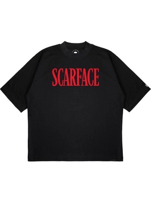 Pure Effect Unisex Oversize Scarface Baskılı Boxy Fit Kalın Kumaşlı T-Shirt
