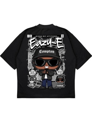 Pure Effect Unisex Oversize Eazy-E Sırt Baskılı Boxy Fit Kalın Kumaşlı T-Shirt