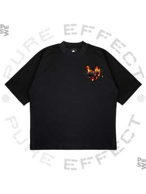 Pure Effect Unisex Oversize Chaotic Romance Baskılı Boxy Fit Kalın Kumaşlı T-Shirt