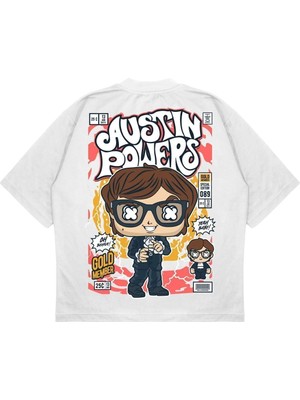 Pure Effect Unisex Oversize Austın Powers Sırt Baskılı Boxy Fit Kalın Kumaşlı T-Shirt