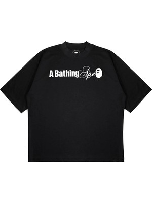 Pure Effect Unisex Oversize A Bathıng Ape El Yazı Baskılı Boxy Fit Kalın Kumaşlı T-Shirt