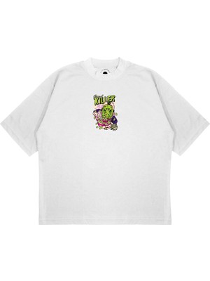 Pure Effect Unisex Oversize Cereal Kıller Baskılı Boxy Fit Kalın Kumaşlı T-Shirt