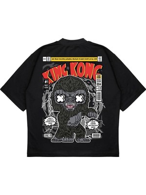 Pure Effect Unisex Oversize Kıng Kong Sırt Baskılı Boxy Fit Kalın Kumaşlı T-Shirt