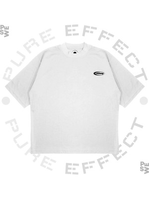Pure Effect Unisex Oversize Elips Logo Baskılı Boxy Fit Kalın Kumaşlı T-Shirt