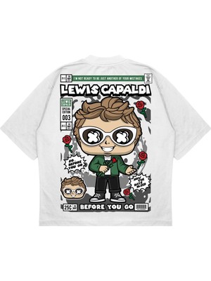 Pure Effect Unisex Oversize Lewıs Capaldı Sırt Baskılı Boxy Fit Kalın Kumaşlı T-Shirt