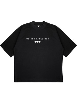 Pure Effect Unisex Oversize Wealthy Romance Baskılı Boxy Fit Kalın Kumaşlı T-Shirt