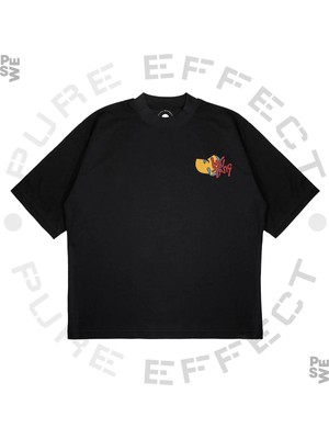 Pure Effect Unisex Oversize Wu-Tang Tv Baskılı Boxy Fit Kalın Kumaşlı T-Shirt