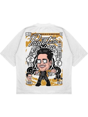 Pure Effect Unisex Oversize Brendon Urıe Sırt Baskılı Boxy Fit Kalın Kumaşlı T-Shirt