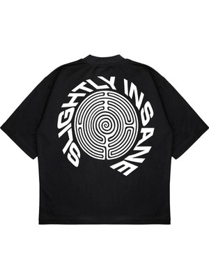Pure Effect Unisex Oversize Slıghtly Insane Baskılı Boxy Fit Kalın Kumaşlı T-Shirt
