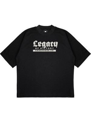 Pure Effect Unisex Oversize Legacy Of History Baskılı Boxy Fit Kalın Kumaşlı T-Shirt