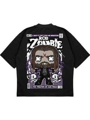 Pure Effect Unisex Oversize Rob Zombıe Sırt Baskılı Boxy Fit Kalın Kumaşlı T-Shirt