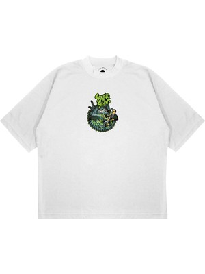 Pure Effect Unisex Oversize Sıyah Gıyen Adamlar Baskılı Boxy Fit Kalın Kumaşlı T-Shirt
