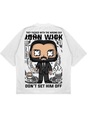 Pure Effect Unisex Oversize John Wıck Sırt Baskılı Boxy Fit Kalın Kumaşlı T-Shirt