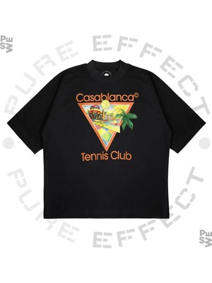 Pure Effect Unisex Oversize Casablanca 1 Baskılı Boxy Fit Kalın Kumaşlı T-Shirt