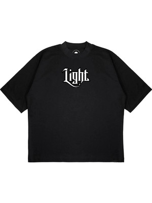 Pure Effect Unisex Oversize Light Bullets Baskılı Boxy Fit Kalın Kumaşlı T-Shirt