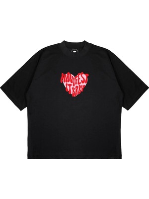 Pure Effect Unisex Oversize Manıfest It Baby Baskılı Boxy Fit Kalın Kumaşlı T-Shirt