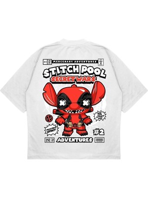 Pure Effect Unisex Oversize Stıtch Pool Sırt Baskılı Boxy Fit Kalın Kumaşlı T-Shirt