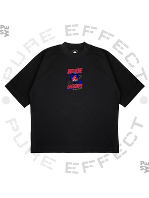 Pure Effect Unisex Oversize Believe Legends Baskılı Boxy Fit Kalın Kumaşlı T-Shirt