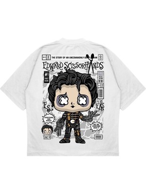Pure Effect Unisex Oversize Edward Makas Eller Sırt Baskılı Boxy Fit Kalın Kumaşlı T-Shirt
