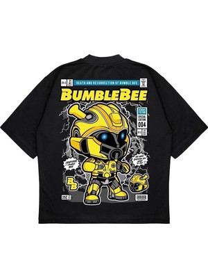 Pure Effect Unisex Oversize Bumble Bee Sırt Baskılı Boxy Fit Kalın Kumaşlı T-Shirt