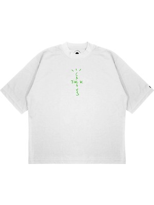 Pure Effect Unisex Oversize Cactus Jack Baskılı Boxy Fit Kalın Kumaşlı T-Shirt