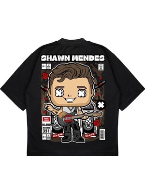 Pure Effect Unisex Oversize Shawn Mendes Sırt Baskılı Boxy Fit Kalın Kumaşlı T-Shirt