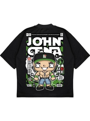Pure Effect Unisex Oversize John Cena Sırt Baskılı Boxy Fit Kalın Kumaşlı T-Shirt
