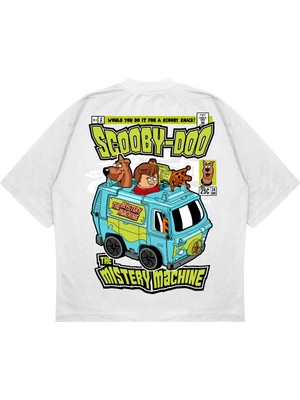 Pure Effect Unisex Oversize Scooby-Doo Sırt Baskılı Boxy Fit Kalın Kumaşlı T-Shirt