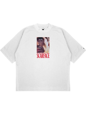 Pure Effect Unisex Oversize Scarface V2 Baskılı Boxy Fit Kalın Kumaşlı T-Shirt