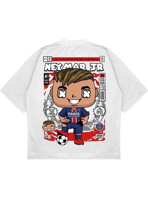 Pure Effect Unisex Oversize Neymar Jr Sırt Baskılı Boxy Fit Kalın Kumaşlı T-Shirt